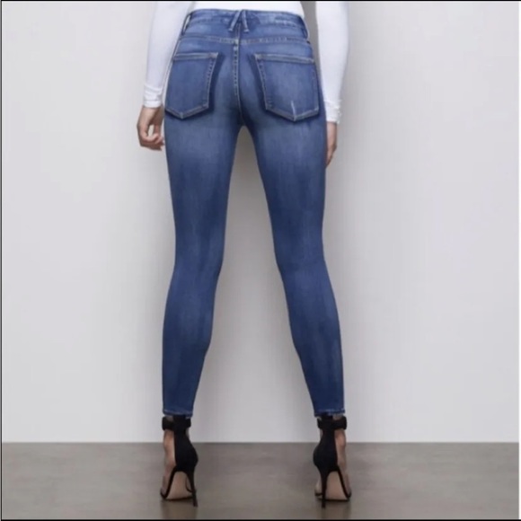 Good American Denim Jeans Good Leg Crop Distressed Skinny Jeans Blue Size 25 NWT - Picture 2 of 16